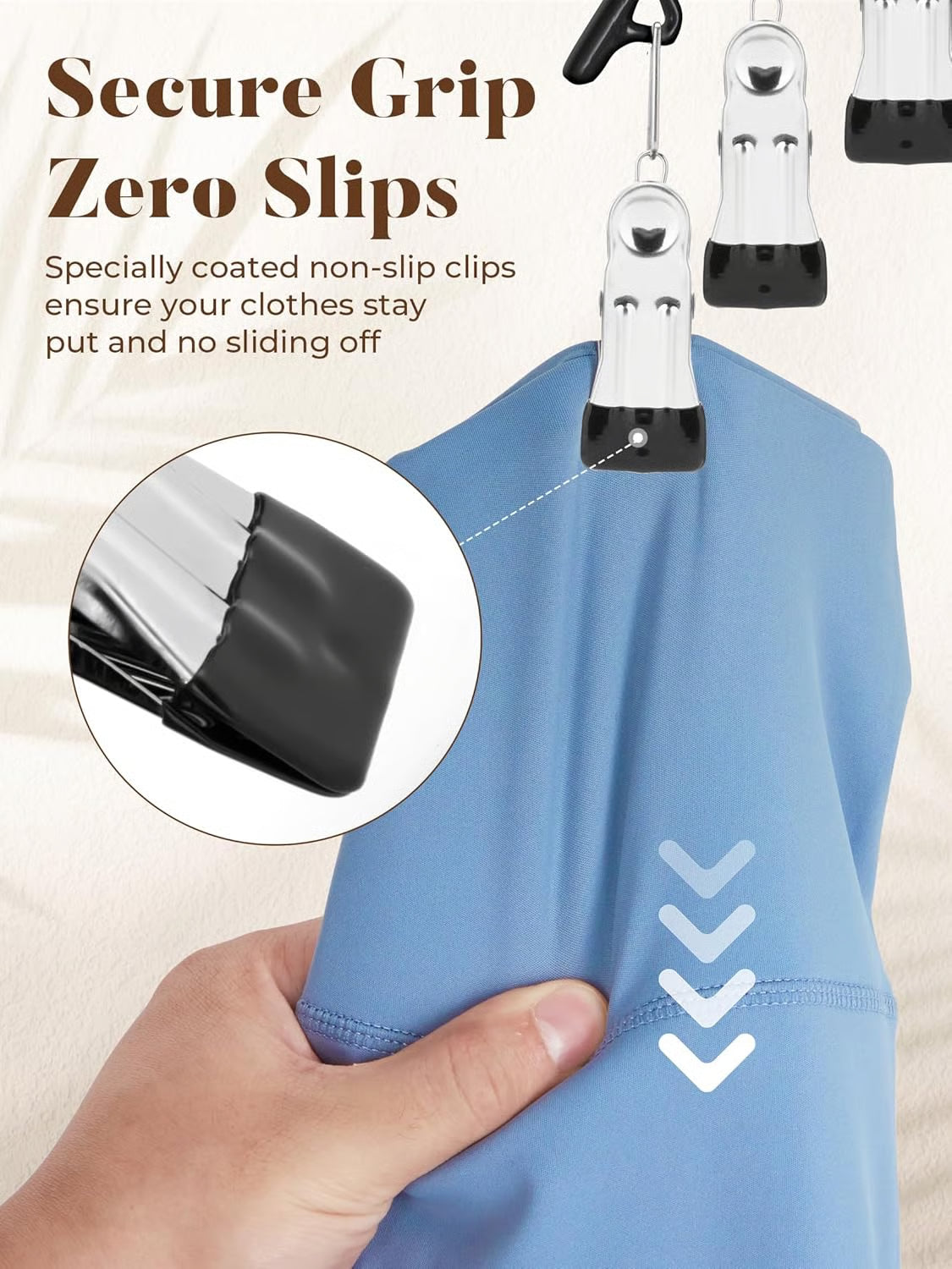 Stainless Steel Space-Saving Peg Hanger (10 Clips)