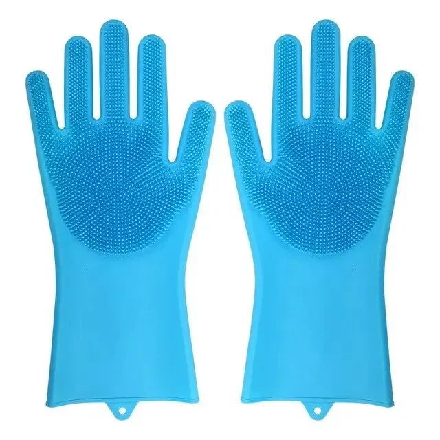 Silicone Washing Up Gloves with Built-in Scrubbers