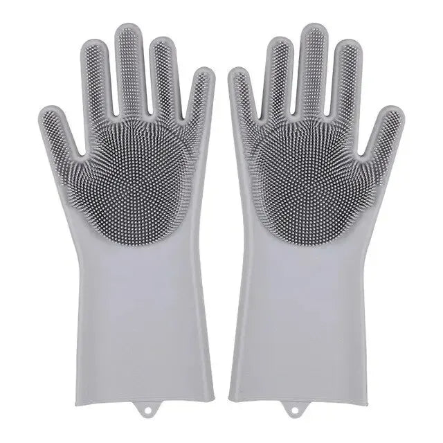 Silicone Washing Up Gloves with Built-in Scrubbers