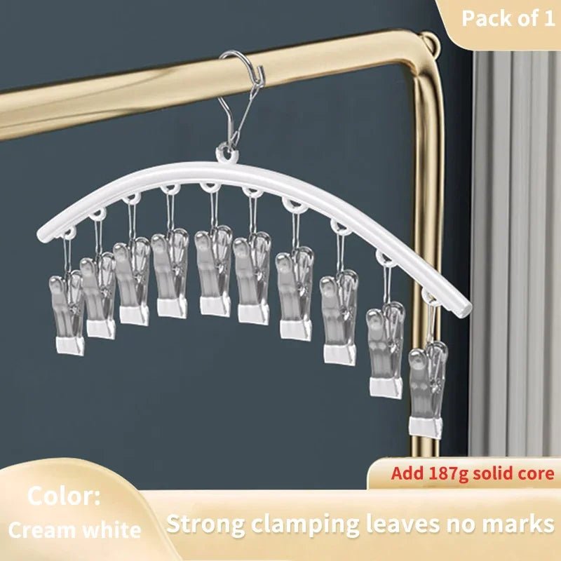 Stainless Steel Space-Saving Peg Hanger (10 Clips)
