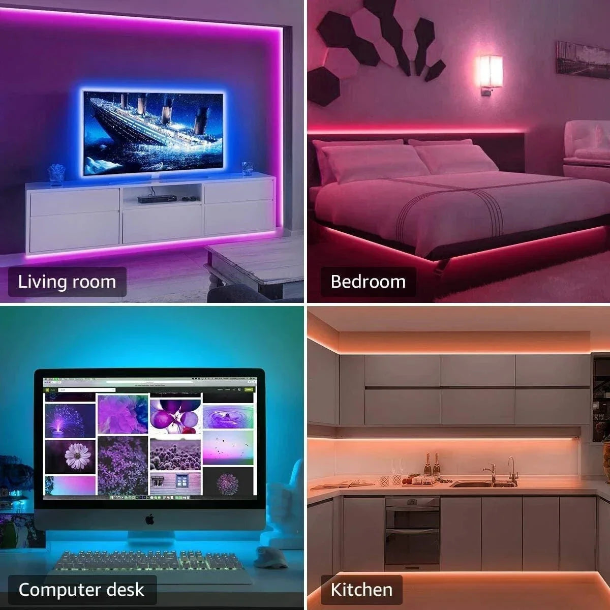 Smart Bluetooth RGB LED Strip Lights - App & Remote Control