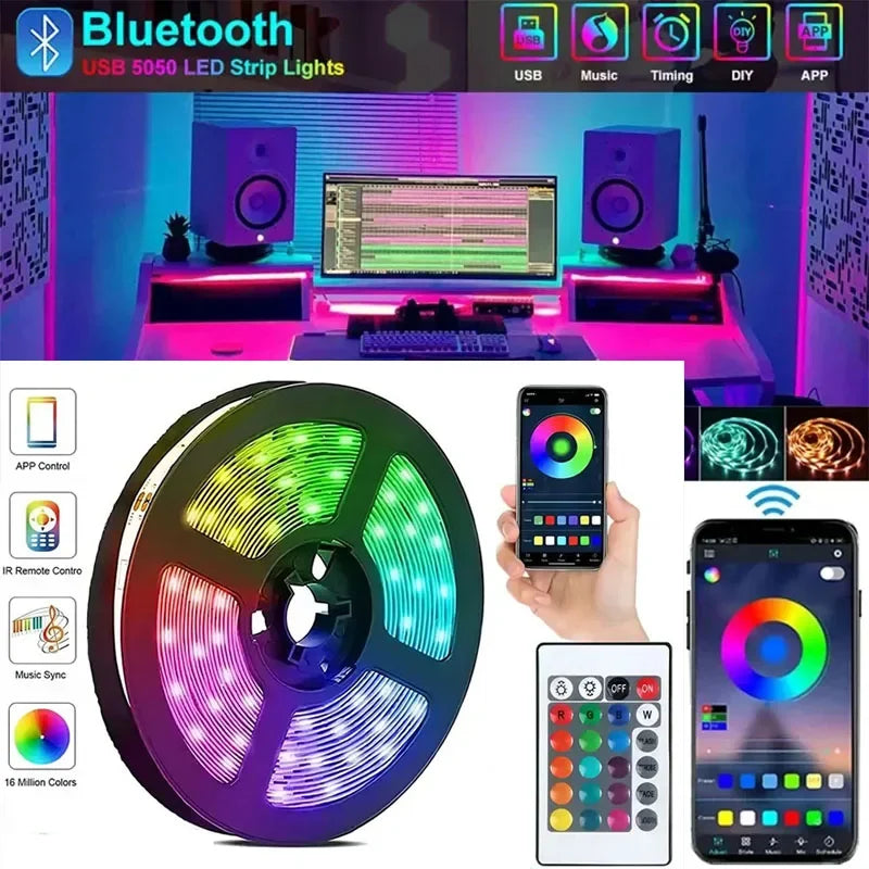 Smart Bluetooth RGB LED Strip Lights - App & Remote Control