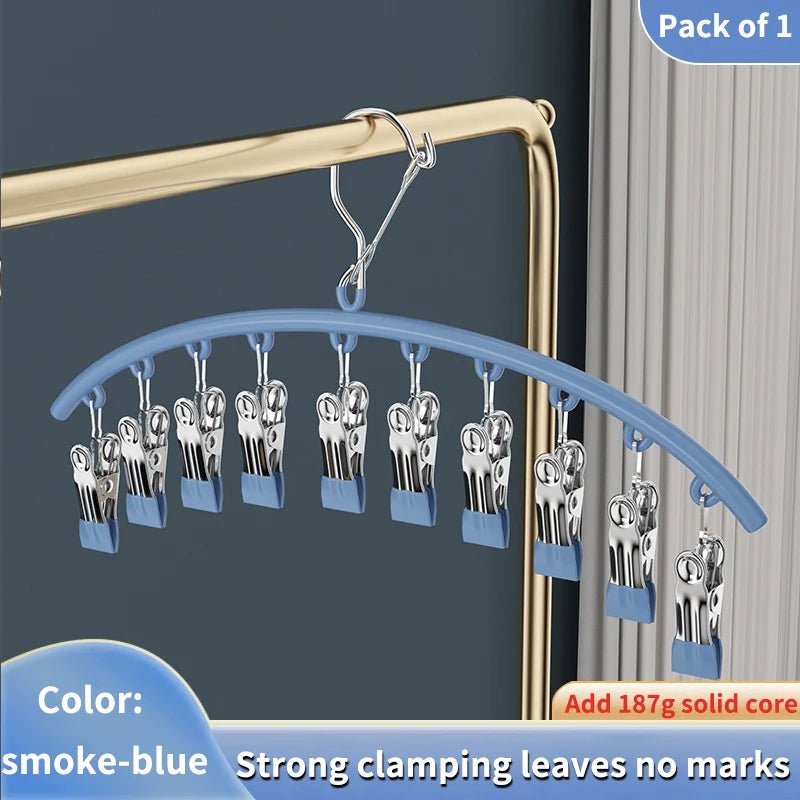 Stainless Steel Space-Saving Peg Hanger (10 Clips)