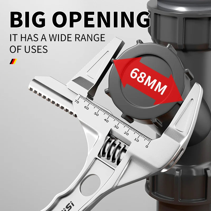 Wide-Jaw Adjustable Spanner for Tight Spaces & Plumbing