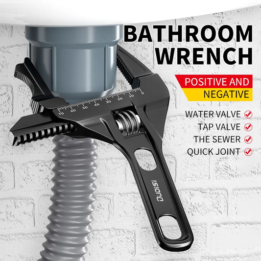 Wide-Jaw Adjustable Spanner for Tight Spaces & Plumbing