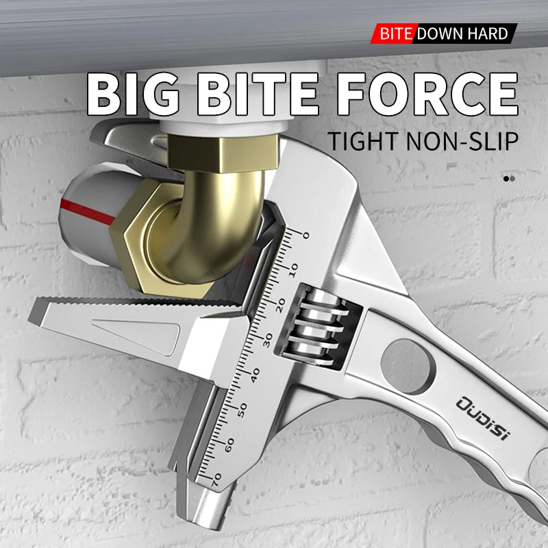 Wide-Jaw Adjustable Spanner for Tight Spaces & Plumbing