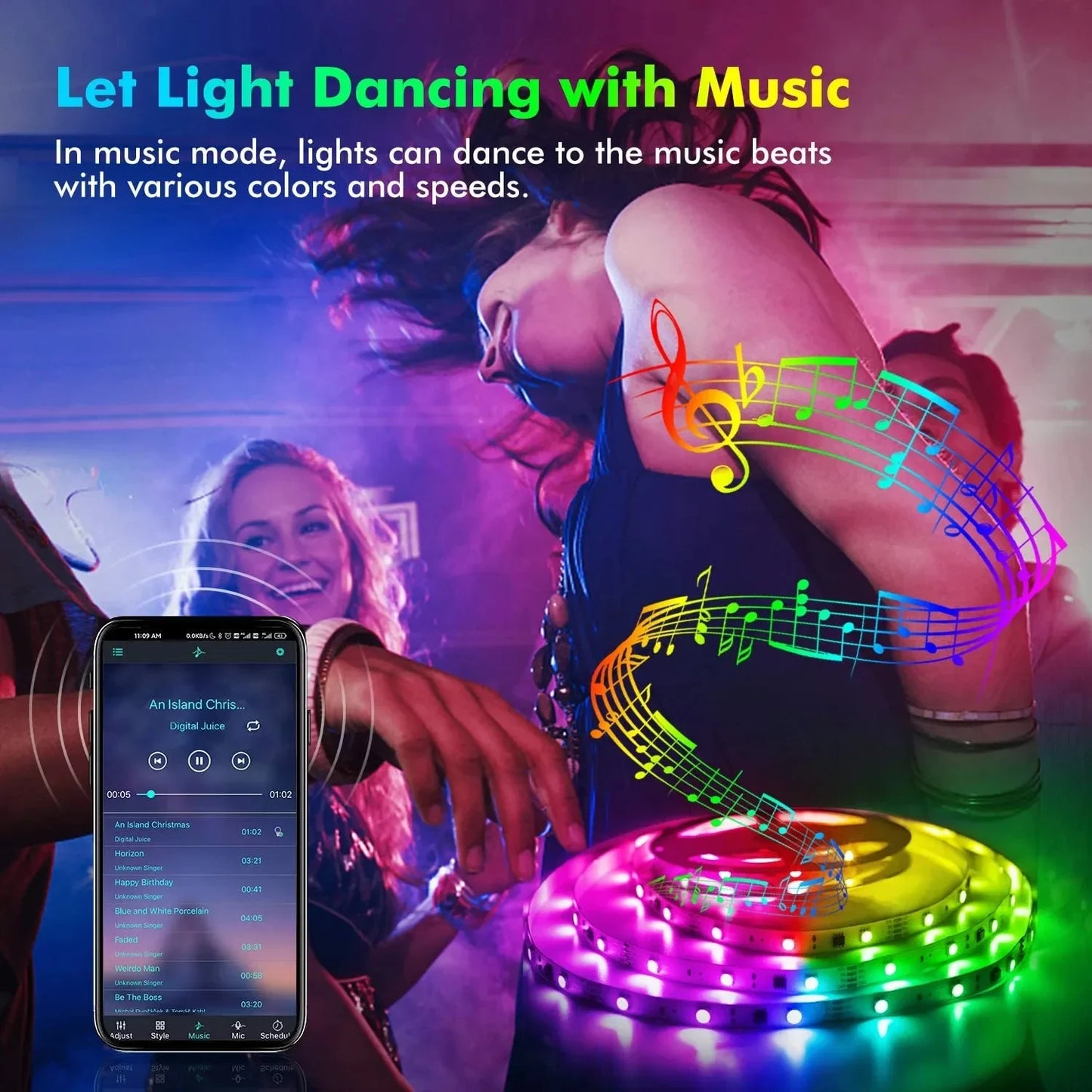 Smart Bluetooth RGB LED Strip Lights - App & Remote Control