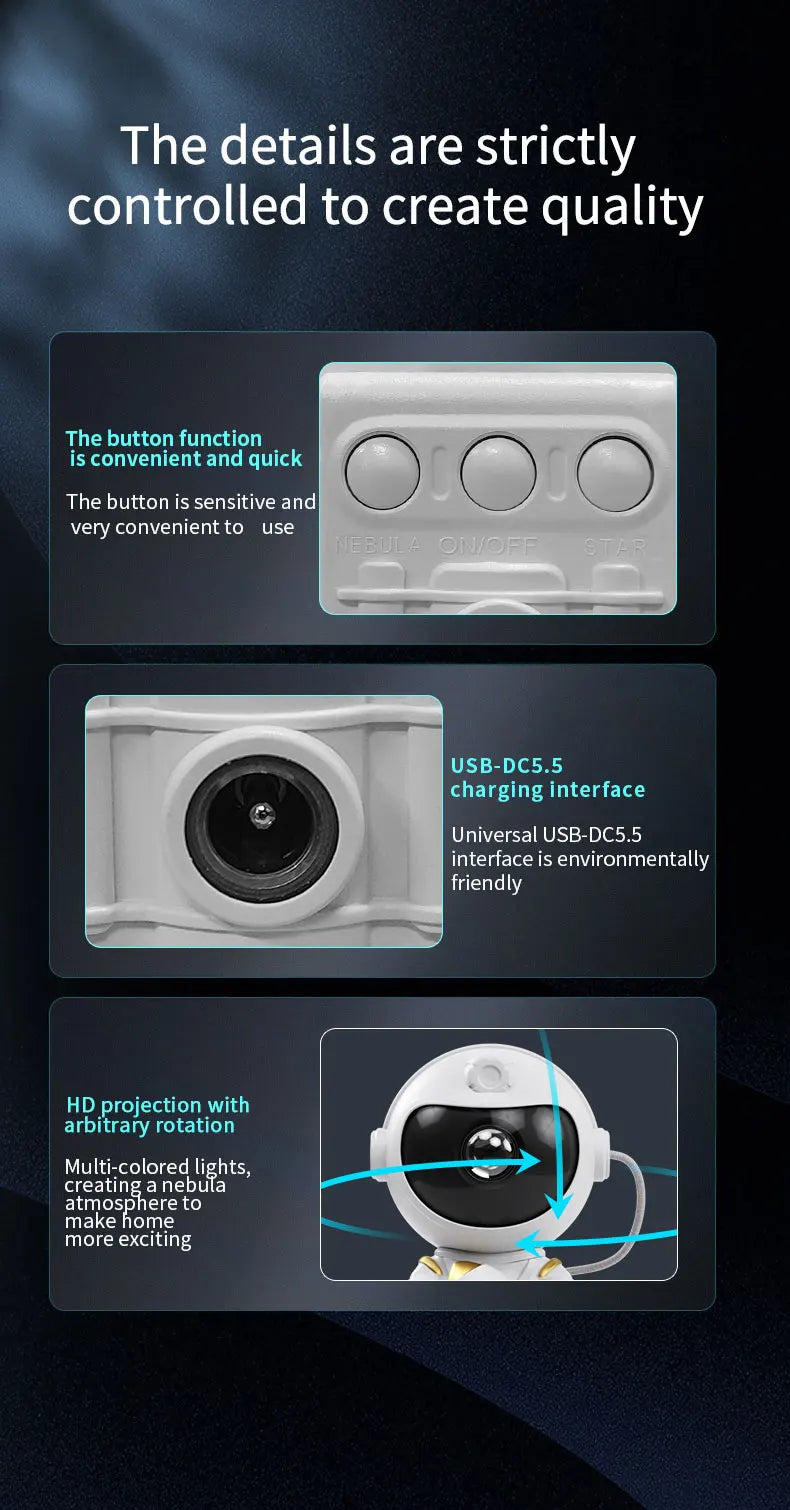 Smart Astronaut Galaxy Projector - Nebula Sky Night Light