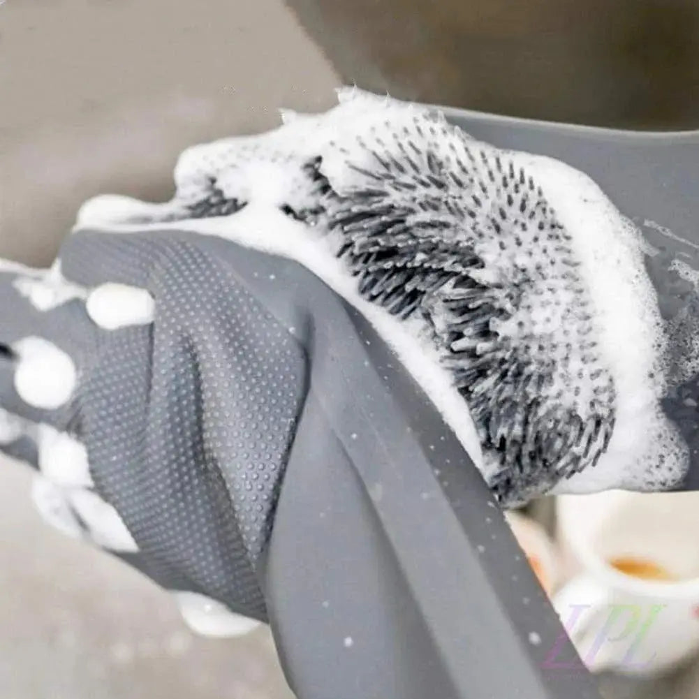 Silicone Washing Up Gloves with Built-in Scrubbers