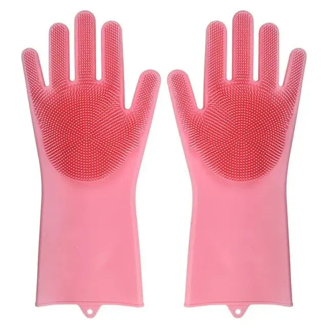 Silicone Washing Up Gloves with Built-in Scrubbers