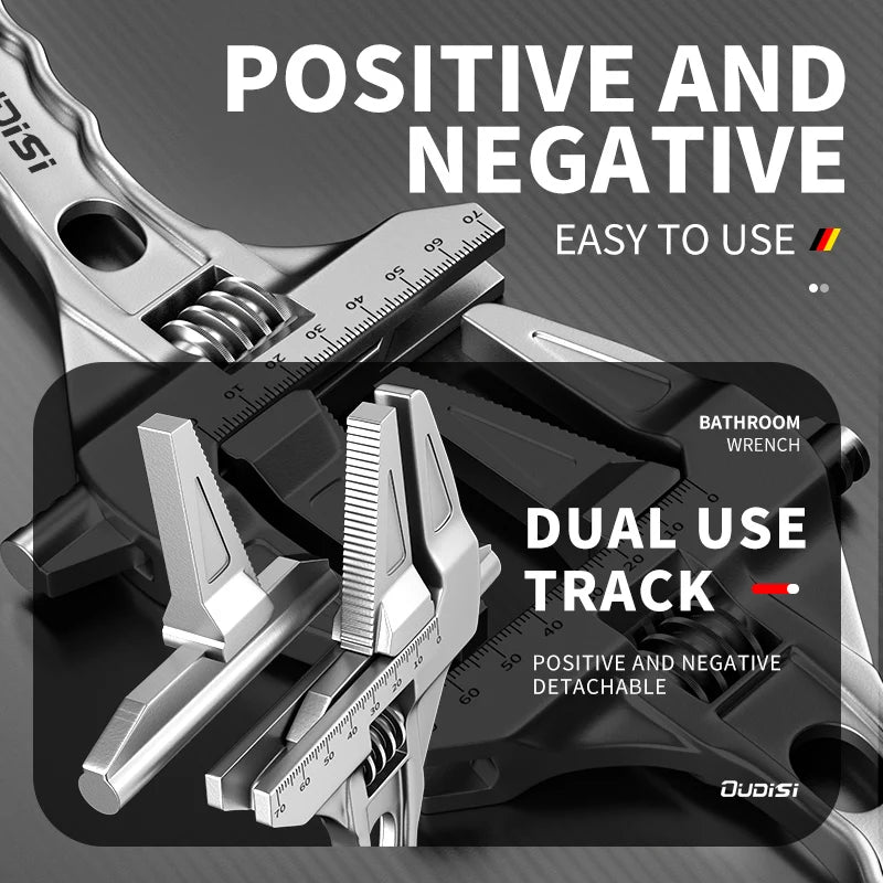 Wide-Jaw Adjustable Spanner for Tight Spaces & Plumbing