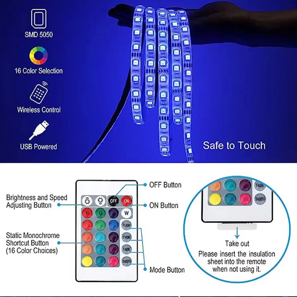 Smart Bluetooth RGB LED Strip Lights - App & Remote Control