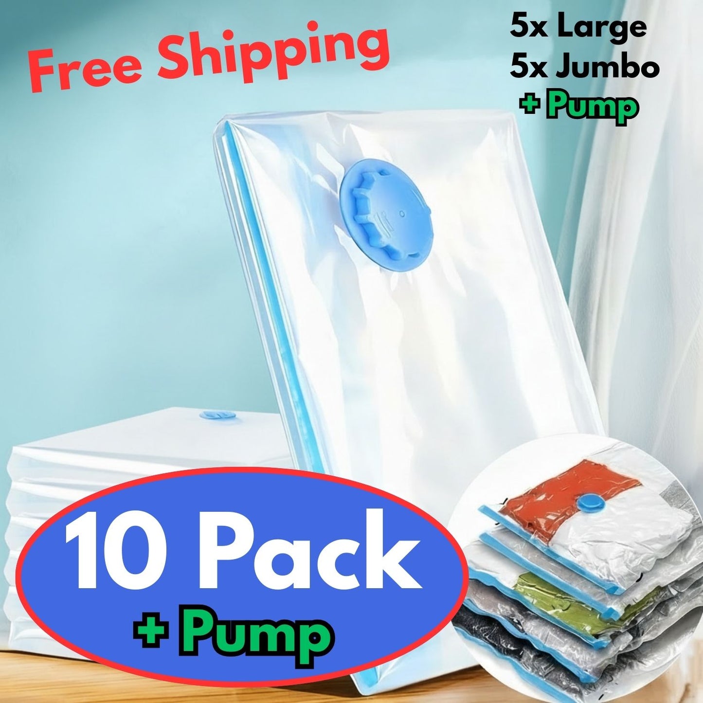 Premium Vacuum Storage Bags – Save 80% Space & Protect Against Damp